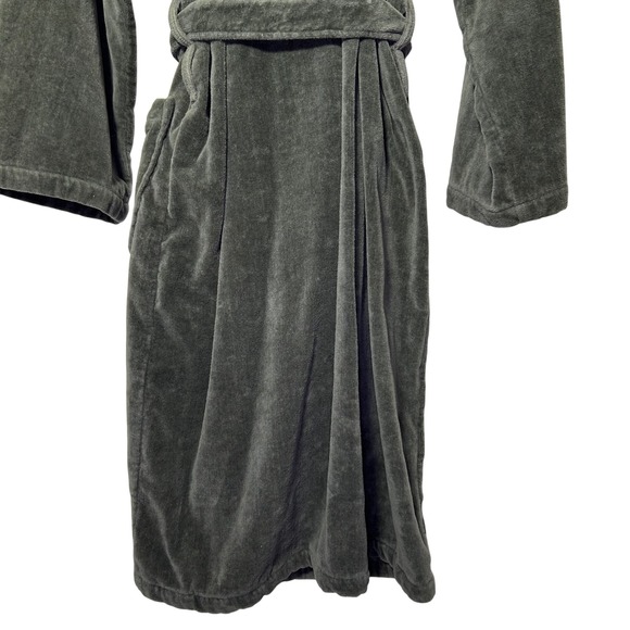 Polo Ralph Lauren Men's Gray Cotton Velour Bath Robe S/M Cozy Loungewear Holiday - Picture 7 of 12